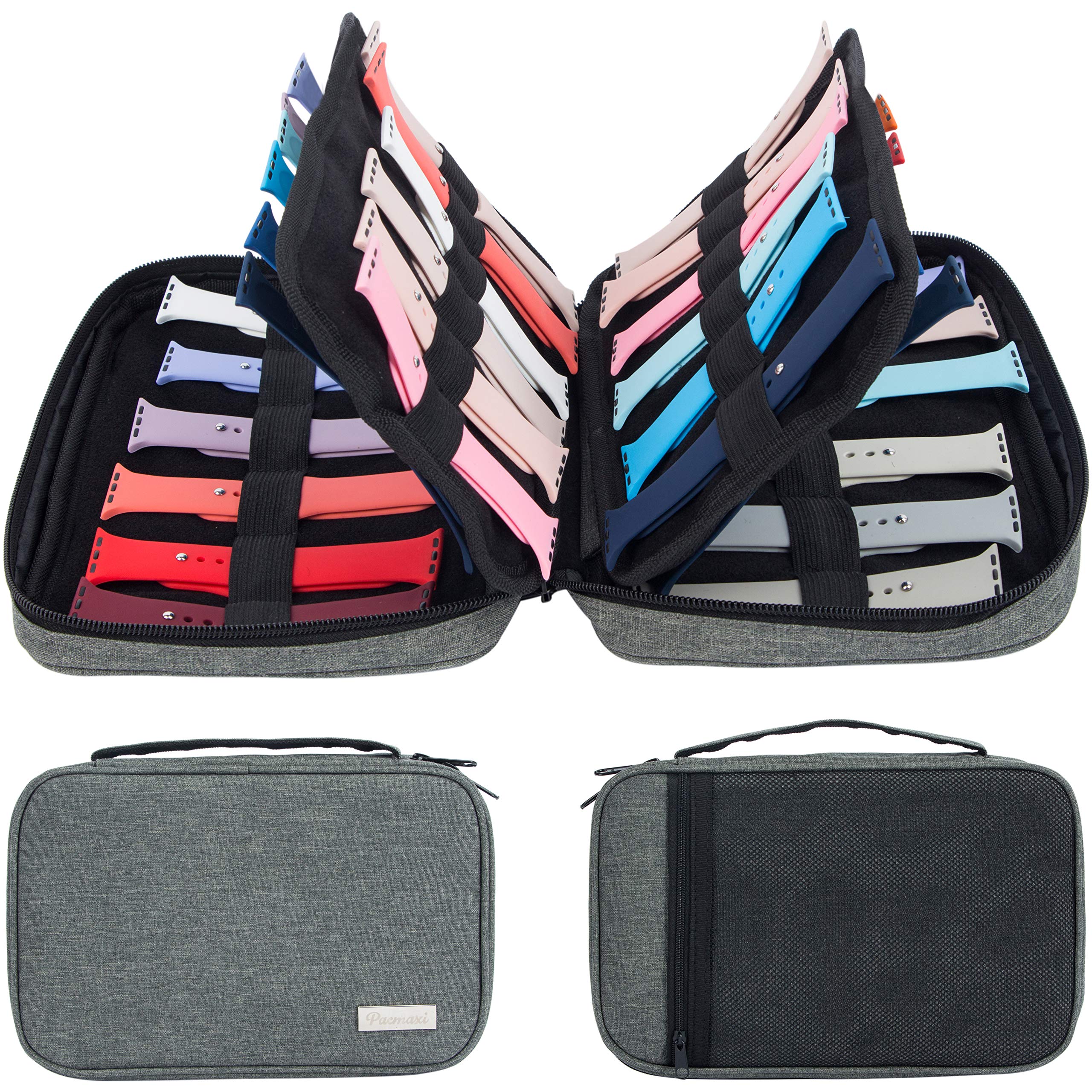 PACMAXI 36 Watch Bands Storage Carrying Case Compatible with Watches, Watch Band Holder Stores 36 Watch Bands Fit for The Most Sizes of Watch Straps, Organizer for Watch Bands Accessories (Dark Grey)