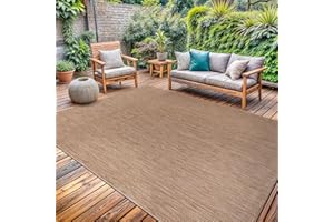 LENA RUG Washable Indoor Outdoor Rug 8x10 Weather Resistant Area Rugs Modern Solid Jute Rug for Porch Deck Balcony Backyard Patio Outside Carpet (8 X 10 Jute Beige)