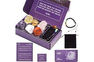 KARMABOX Leo Gifts for Women - Leo Crystal Healing Stone Gift Set - 12 Zodiac Signs - Zodiac Gifts - Astrology Gifts for Women - Horoscope Gifts - Birthday Gifts for Women