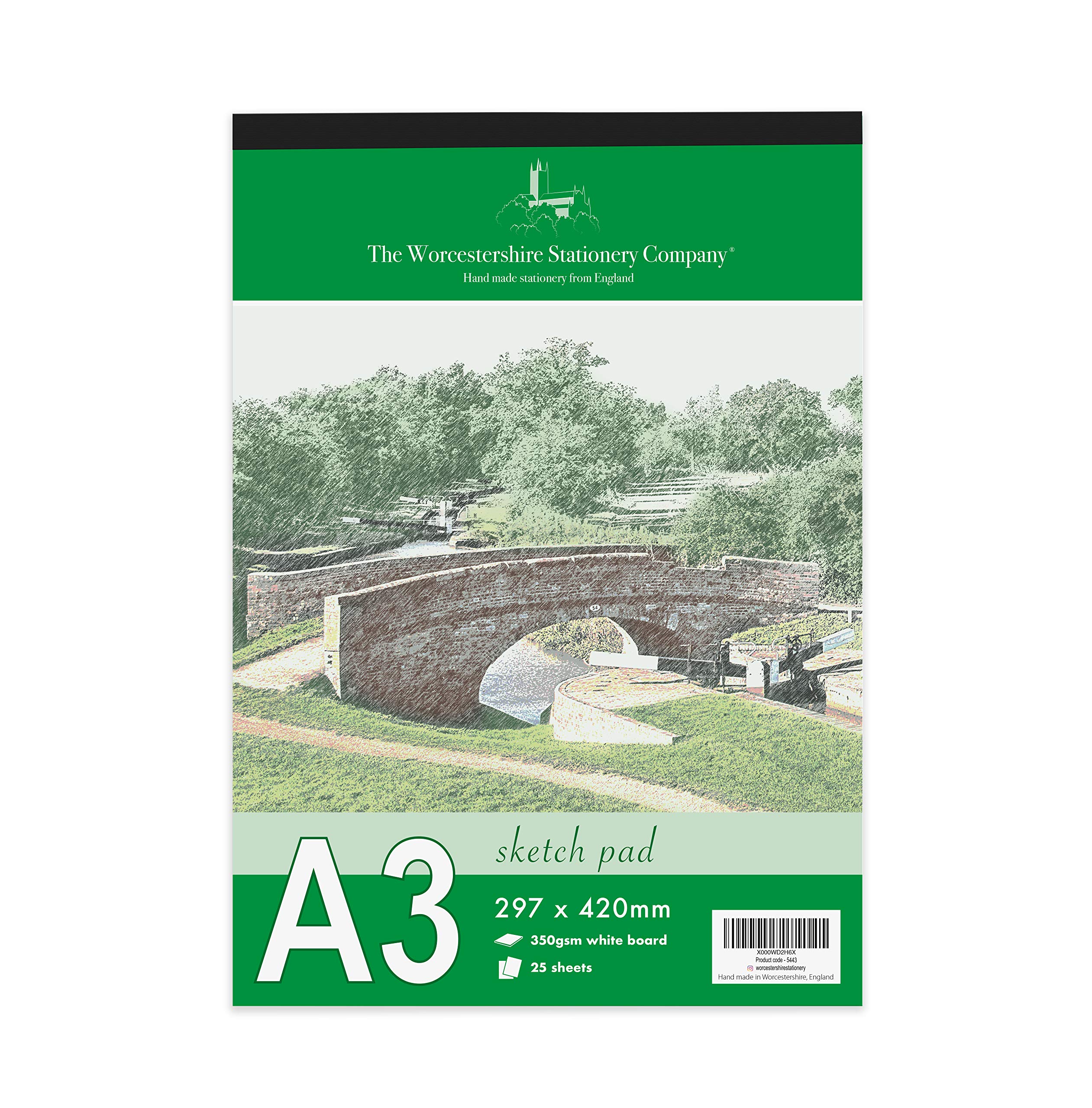 Artists Premium A3 Sketch pad, 25 Sheets (50 Pages) of 350gsm Smooth White Card