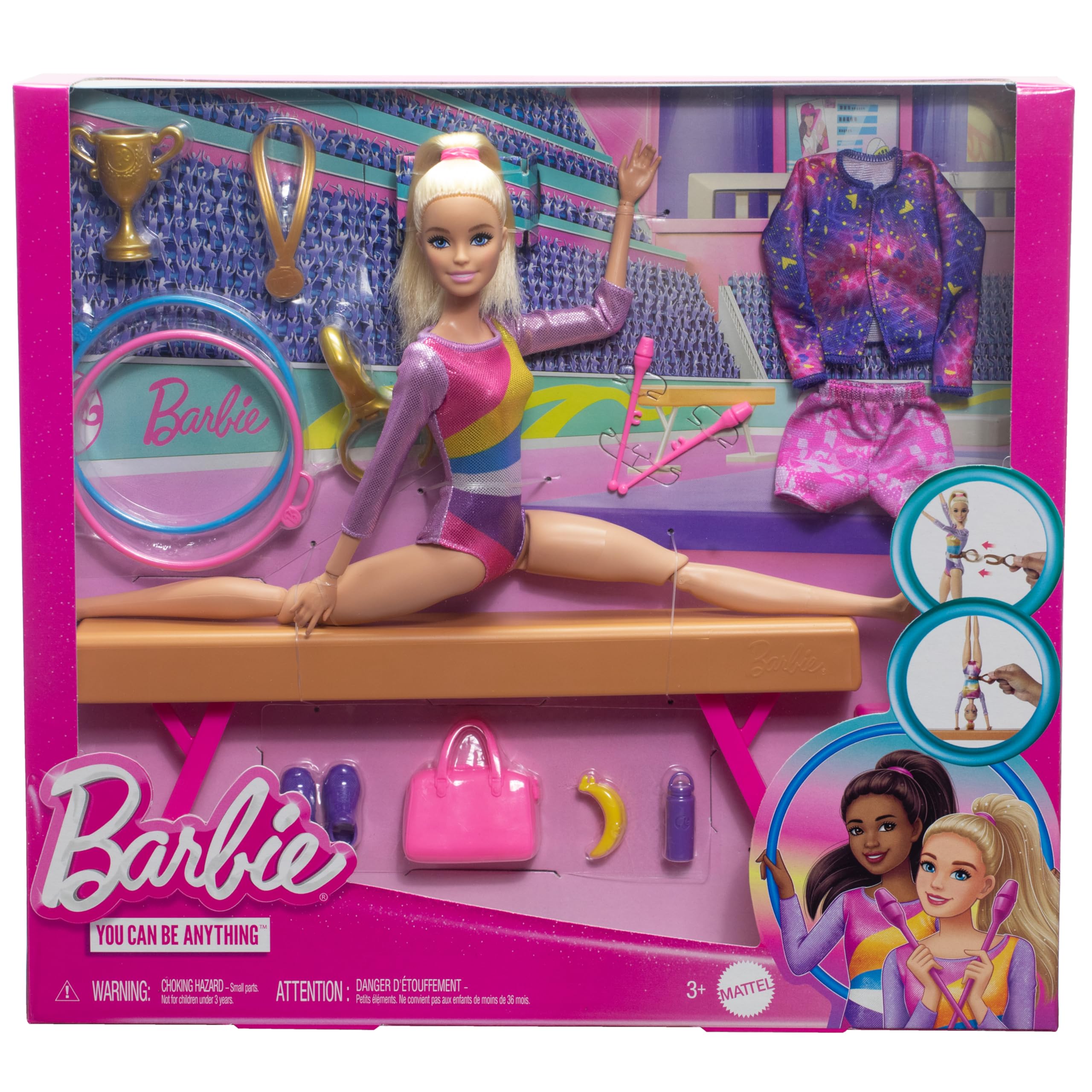 Barbie Turnspaß -Spielset mit Schwebebalken und über 10 thematisch passenden Teilen für siegreiche Geschichten, HRG52 6