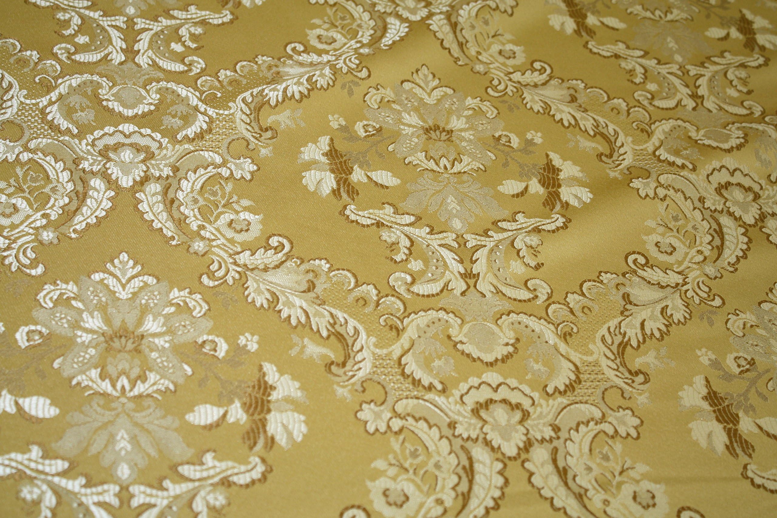 Damask Upholstery and Drapery, Jacquard Fabric, Sold by The 6 Yard,7 Colors (6yds, Gold)