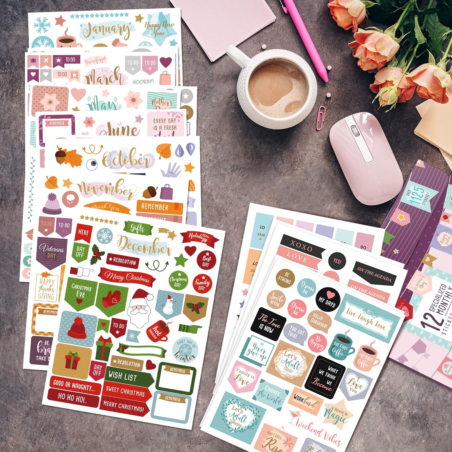 Aesthetic Monthly Planner Stickers - 1100+ Beautiful Design Accessories Enhance and Simplify Your Planner, Journal and Calendar: Office Products