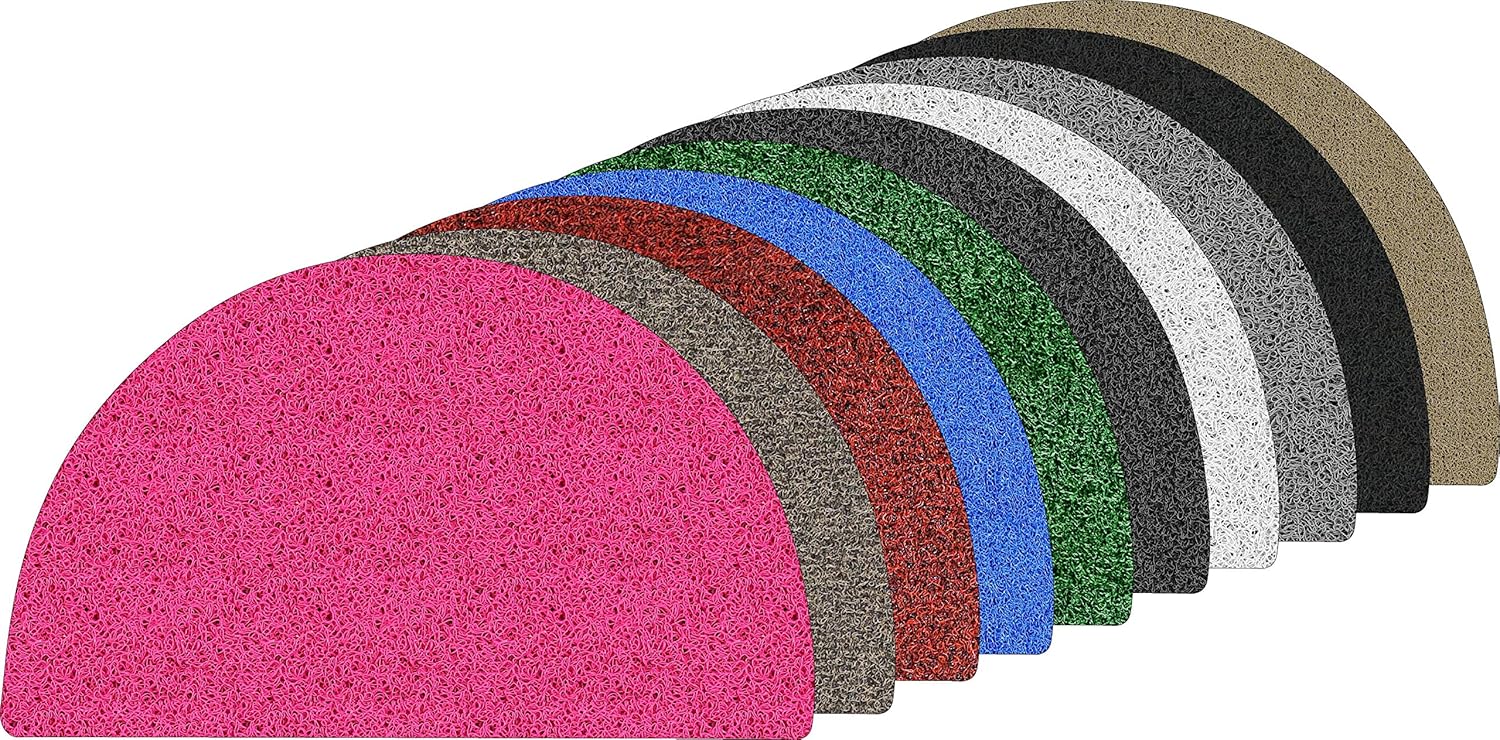 Nicoman Easy-Clean & Dirt-Trapper Barrier Half Circle Moon Doormat|Non-Shedding & Jet-Washable Outdoor Spaghetti Doormats (Blue