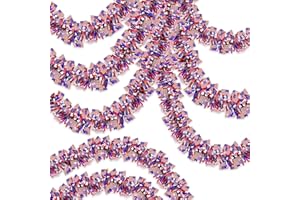 OLIXMLYA 50FT 4th of July Garland Red White and Blue Tinsel Garland Patriotic Flags Garland for Red White and Blue Memorial Day Decor Independence Day 4th of July Decorations