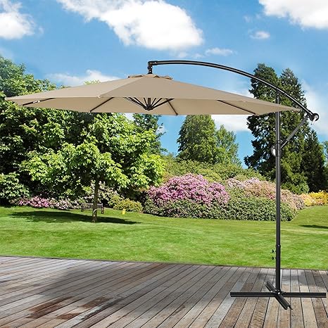 Marko Outdoor Cream 3m Overhanging Parasol Cantilever Garden Sun