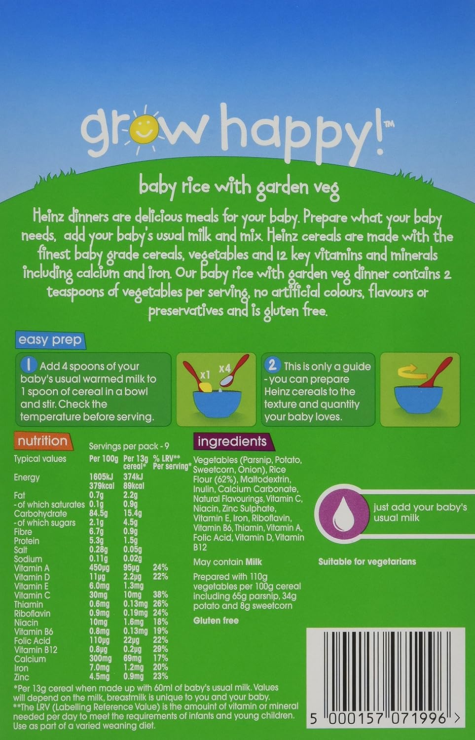 heinz baby rice with garden veg