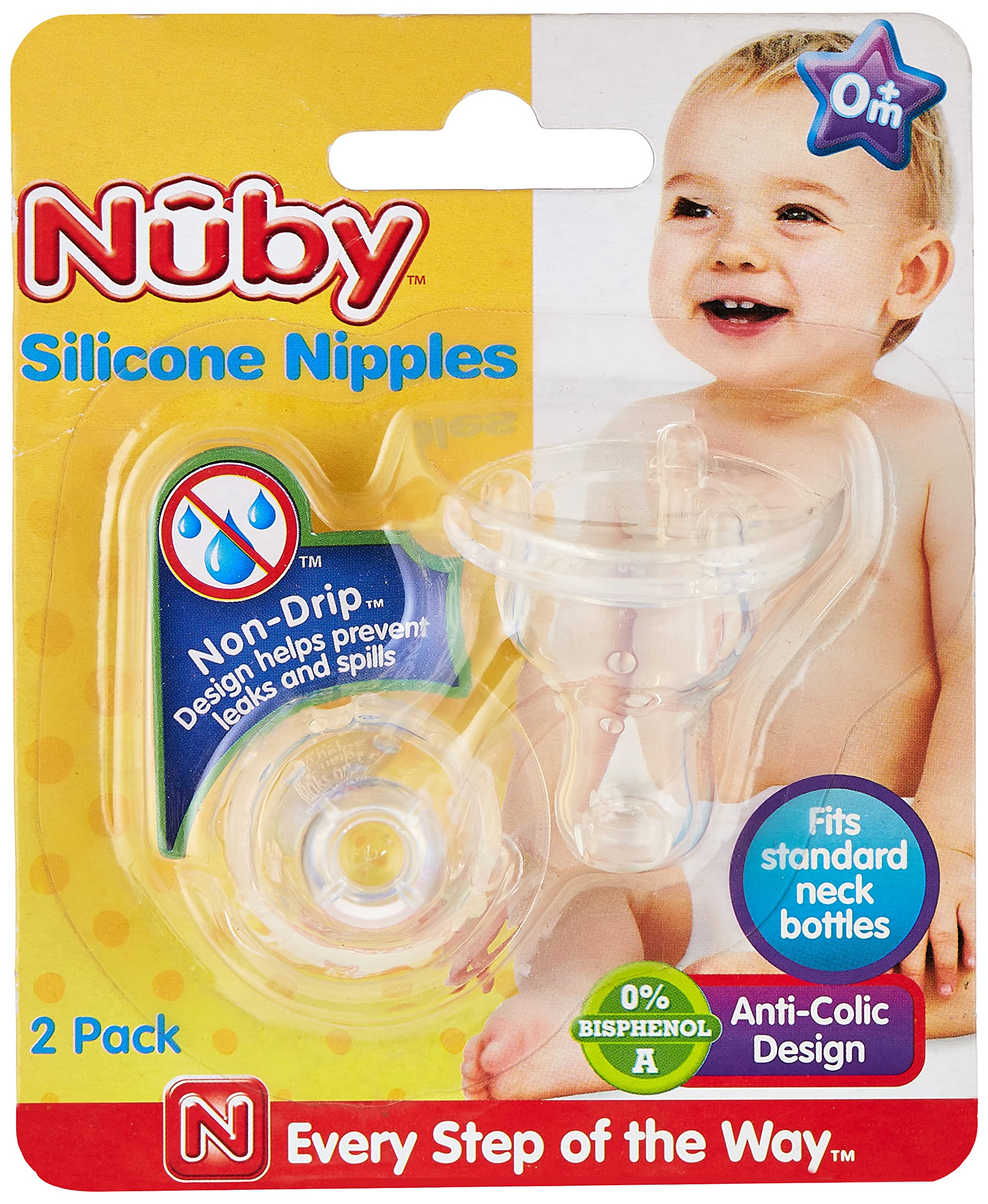 Nûby - ID00921 - Teats - Set of 2 Silicone Bottle Neck teats STD-VAR + 4 Months