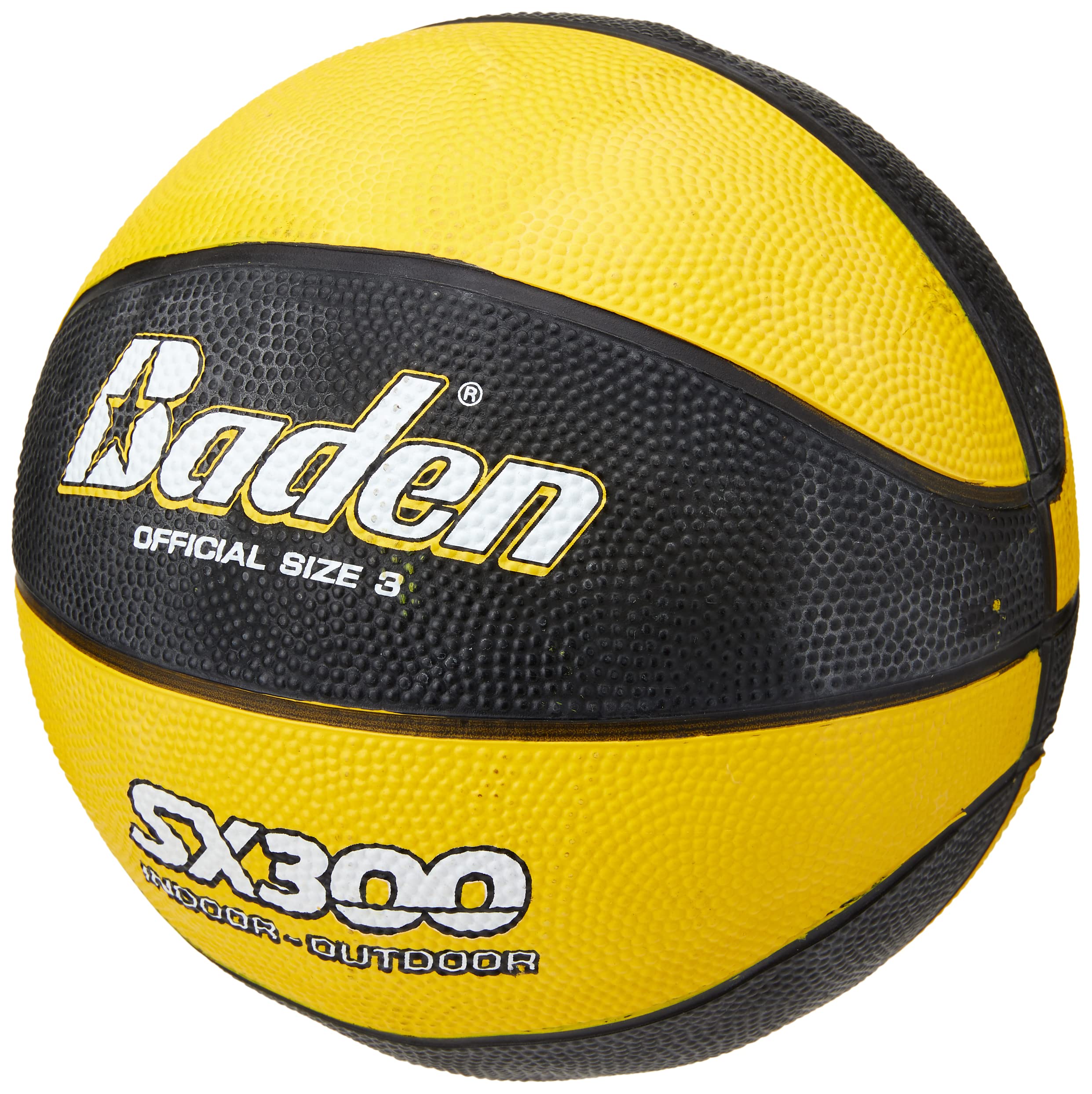 Baden Junior SX Range Composite Rubber Basketball, Indoor and Outdoor Ball, Yellow and Black, Size 3