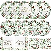 Christmas Party Supplies, Serve 50, Christmas Seasonal Holly Tableware Includes: Paper Dinner Plates, Dessert Plates, Luncheon Napkins and Beverage napkins, Great for Party Decorations