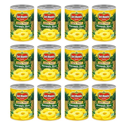 DEL MONTE Canned Pineapple Slices in 100% Juice, Canned Fruit, 12