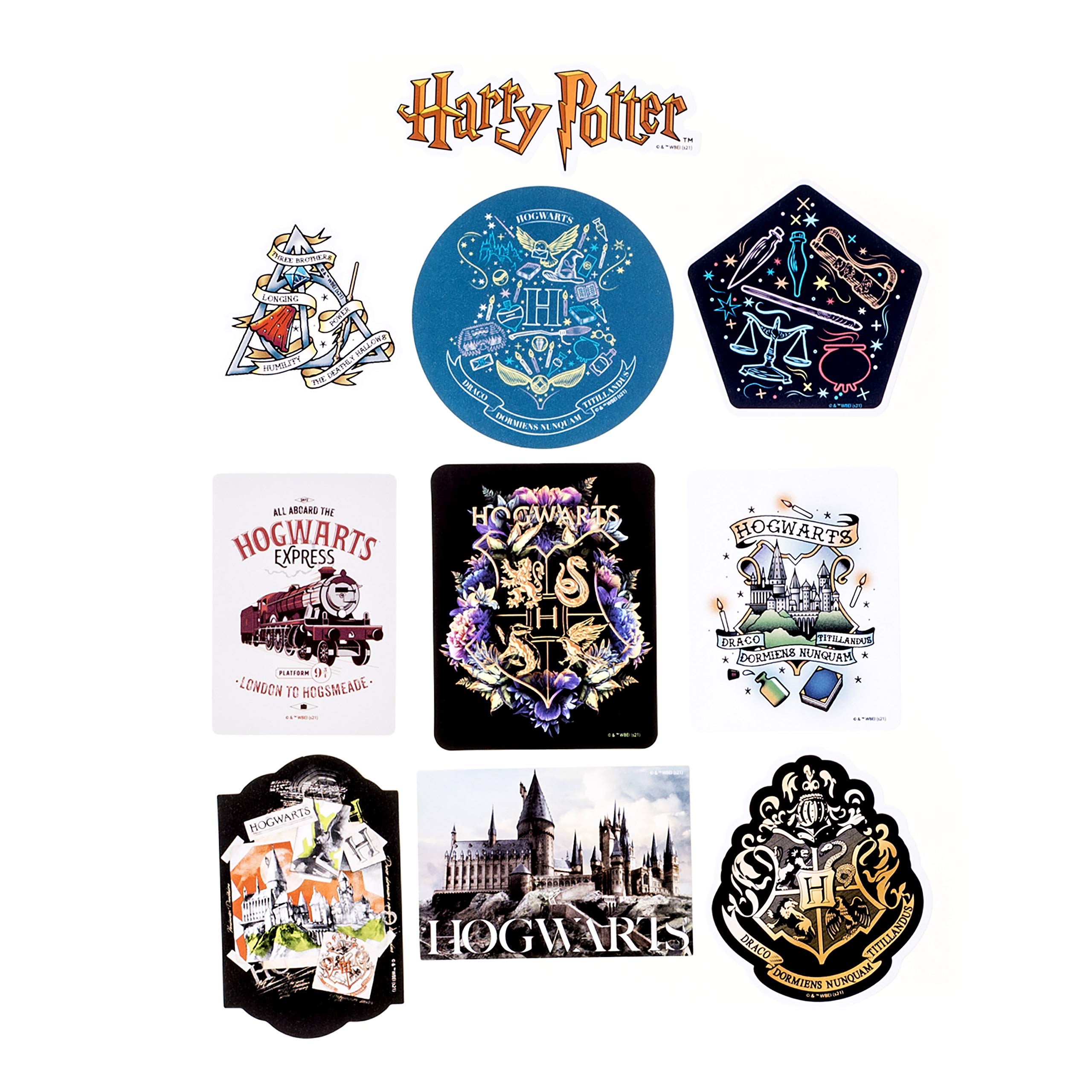 Harry Potter Hufflepuff Hogwarts House Vinyl Sticker Decal Pack, 60-Count, 5 Hologram Stickers, Waterproof, UV & Scratch-Resistant, Decals for Laptops, Water Bottles, Notes & More, Officially Licensed