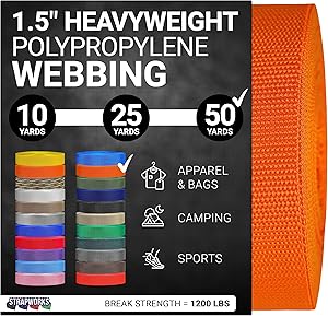 Strapworks Unisex-Erwachsene Polypropylene Webbing Strapazierfähige Poly-Umreifung für Outdoor-Heimwerker-Ausrüstung, 3,8 cm x 45,7 m, Orange, 1.5" x 50 Yard