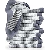 Cleanbear Wash Cloths for Showering, 12 Washcloths with Stylish Jacquard Weaved Design, Cotton Washcloth Set, 13 x 13 Inches, Gray