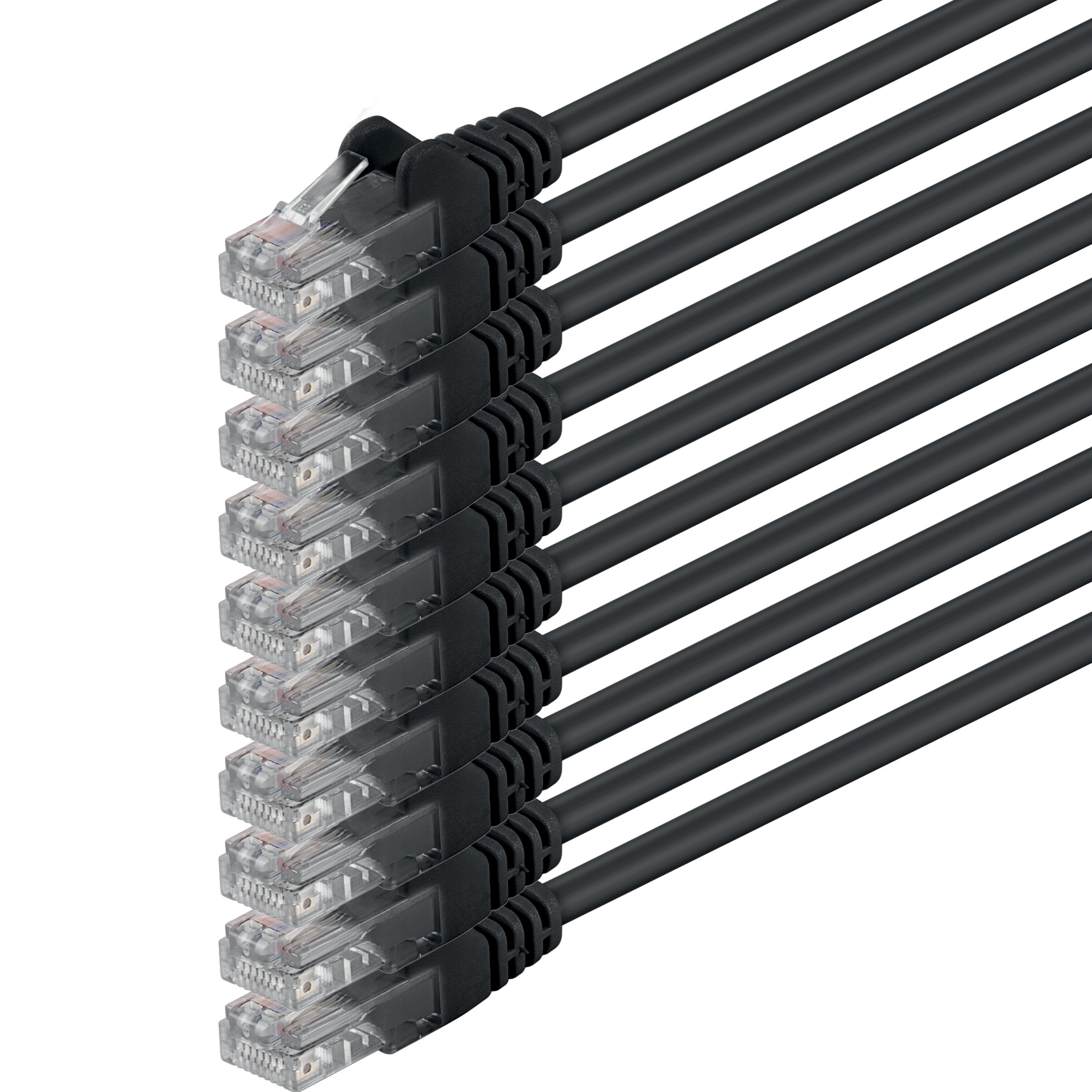 1aTTack.de 5m - black - 10 pieces - (PACK) - CAT.6 CAT6 Ethernet LAN network cable 1000 Mbit/s patch cable — image 1