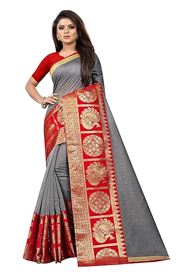 chanderi poly cotton saree with silk blouse piece