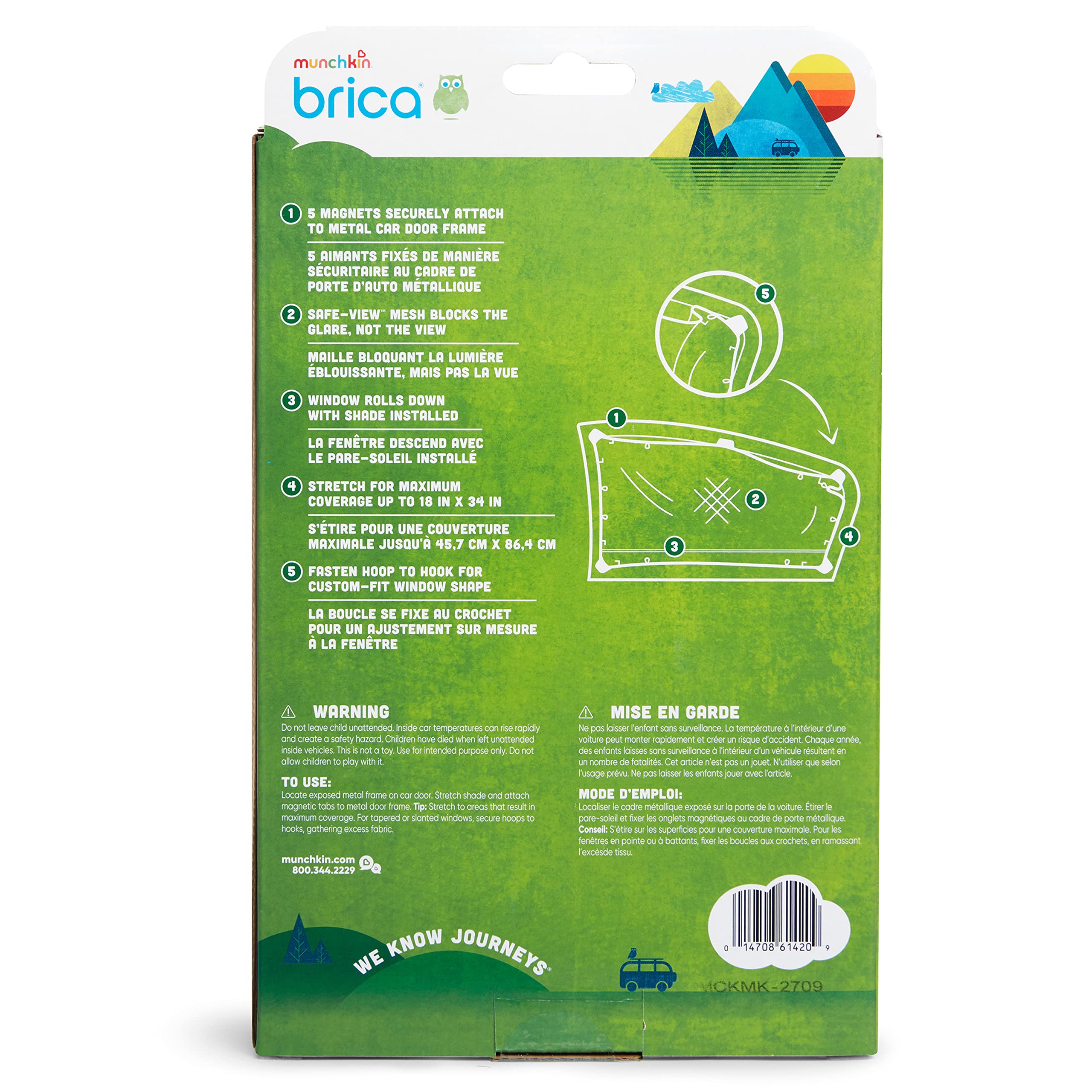 Munchkin Brica Magnetic Stretch to Fit? Sun Shade, Black, 1 Pack