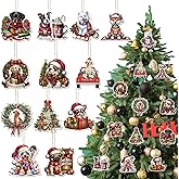 Thyle 36 Pcs Funny Dog Ornaments for Christmas Tree Wooden Dog Christmas Ornaments Funny Pet Decorations Decorative Hanging Decorations for Xmas Tree Birthday Party Decor