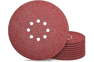 Awutzut 9 inch Sanding Discs 40 Grit 8 Holes Hook and Loop Sandpaper for Drywall Sander 10Pack