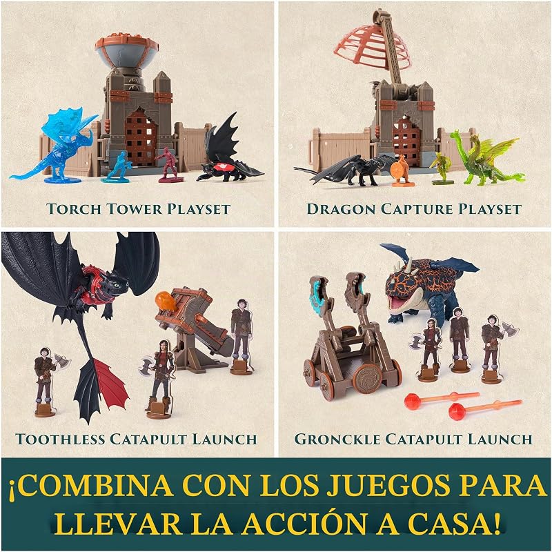 - Pack Batallas Abrasadoras: Figura Desdentao Trial of Flame con Cañón Explosivo y Figuras Vikingas de Cómo Entrenar a tu Dragón - Juguetes Niños 4 Años + - Regalo Niño 4 Años + — foto 7 de 8