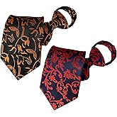 Lovacely Zipper Ties for Men, 3.15 Inch Classic Woven Silk Zip Necktie Pre-tied Paisley Various Designs Zipper Neck Tie