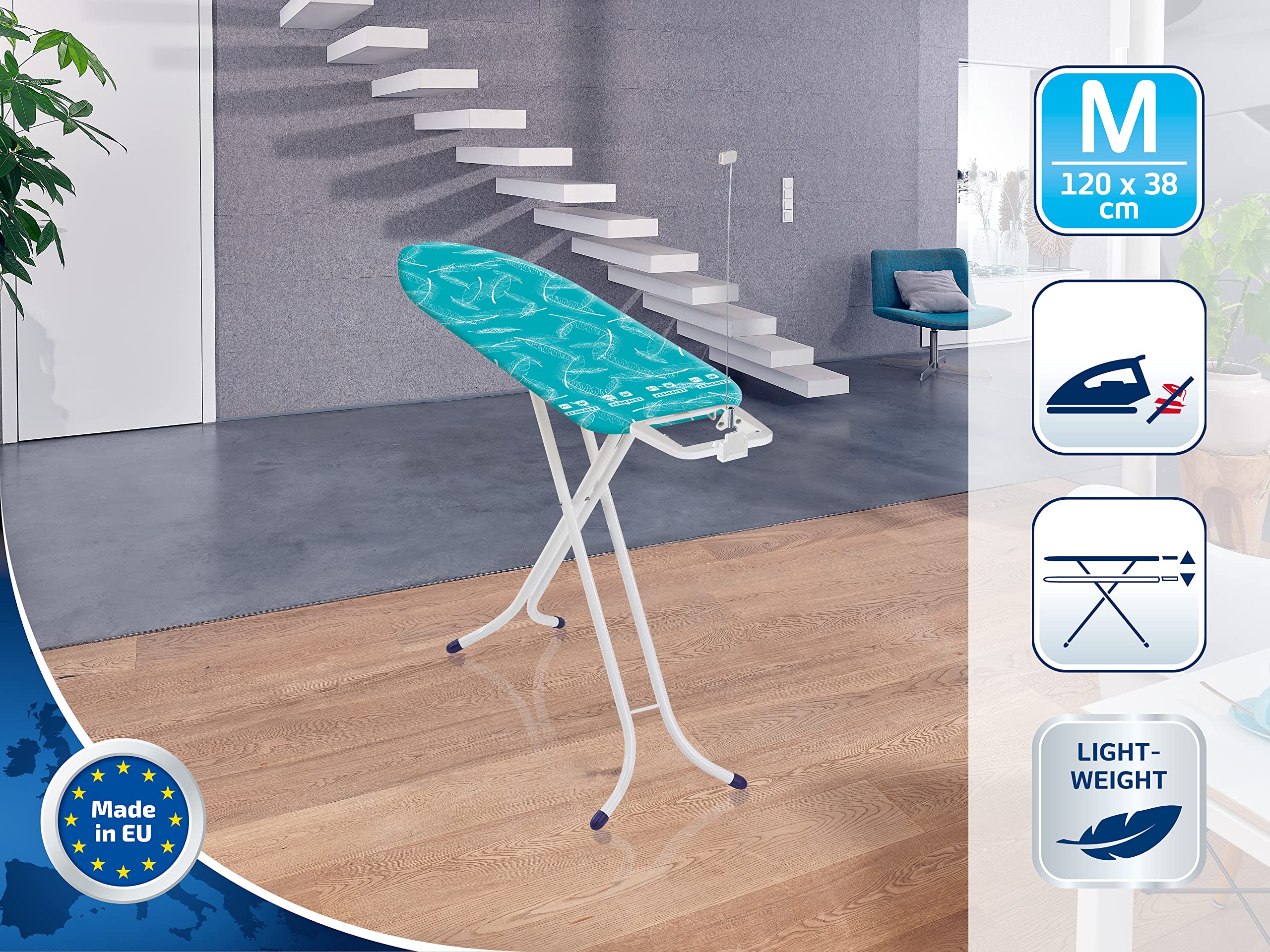 Leifheit Air Board Compact Ironing Board for Steam Irons, 120 x 38 cm - Medium