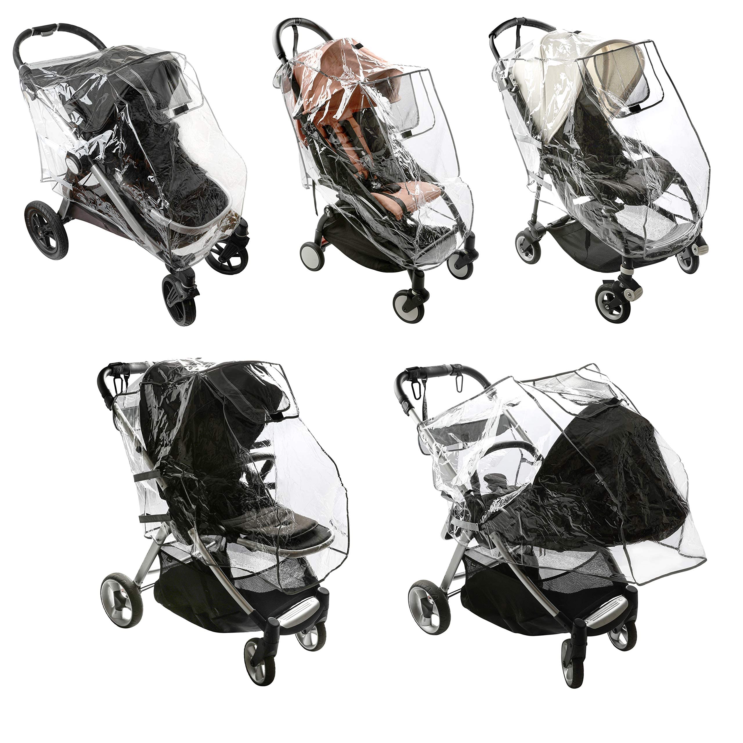 Photo 1 of Masirs Baby Stroller Rain Cover - Universal Size, Weatherproof Shield to Safeguard Your Child from Wind & Rain. Mesh Material for Ventilation & Reflective Trimming for Night Visibility, (Clear Vinyl)