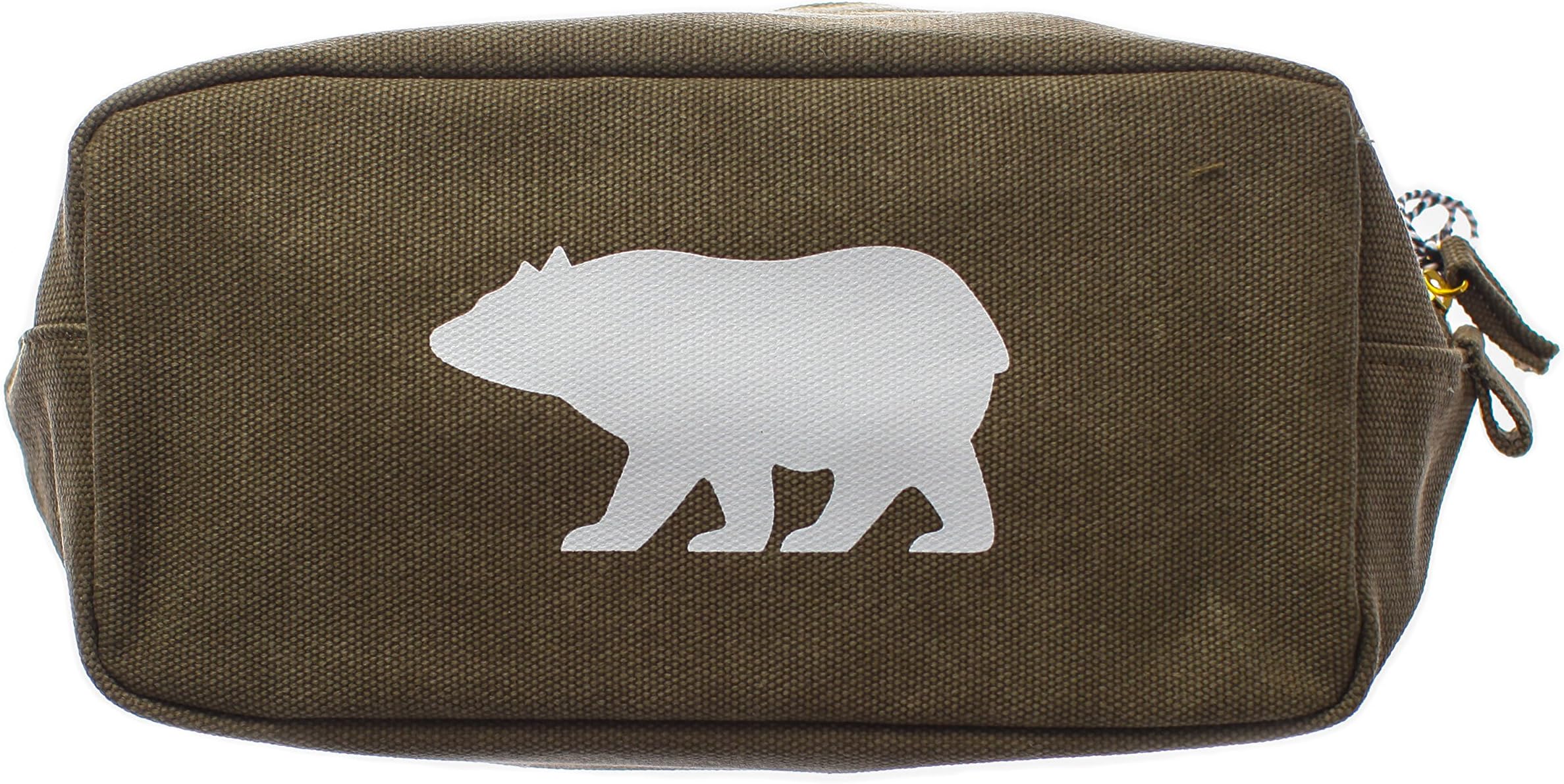 Izola Canvas Dopp Kit for Traveling with Makeup and Toiletries - Bear - Green