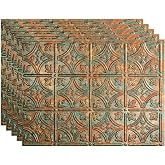 FAS&Auml;DE Traditional Style/Pattern 1 Decorative Vinyl 18in x 24in Backsplash Panel in Copper Fantasy (5 Pack)