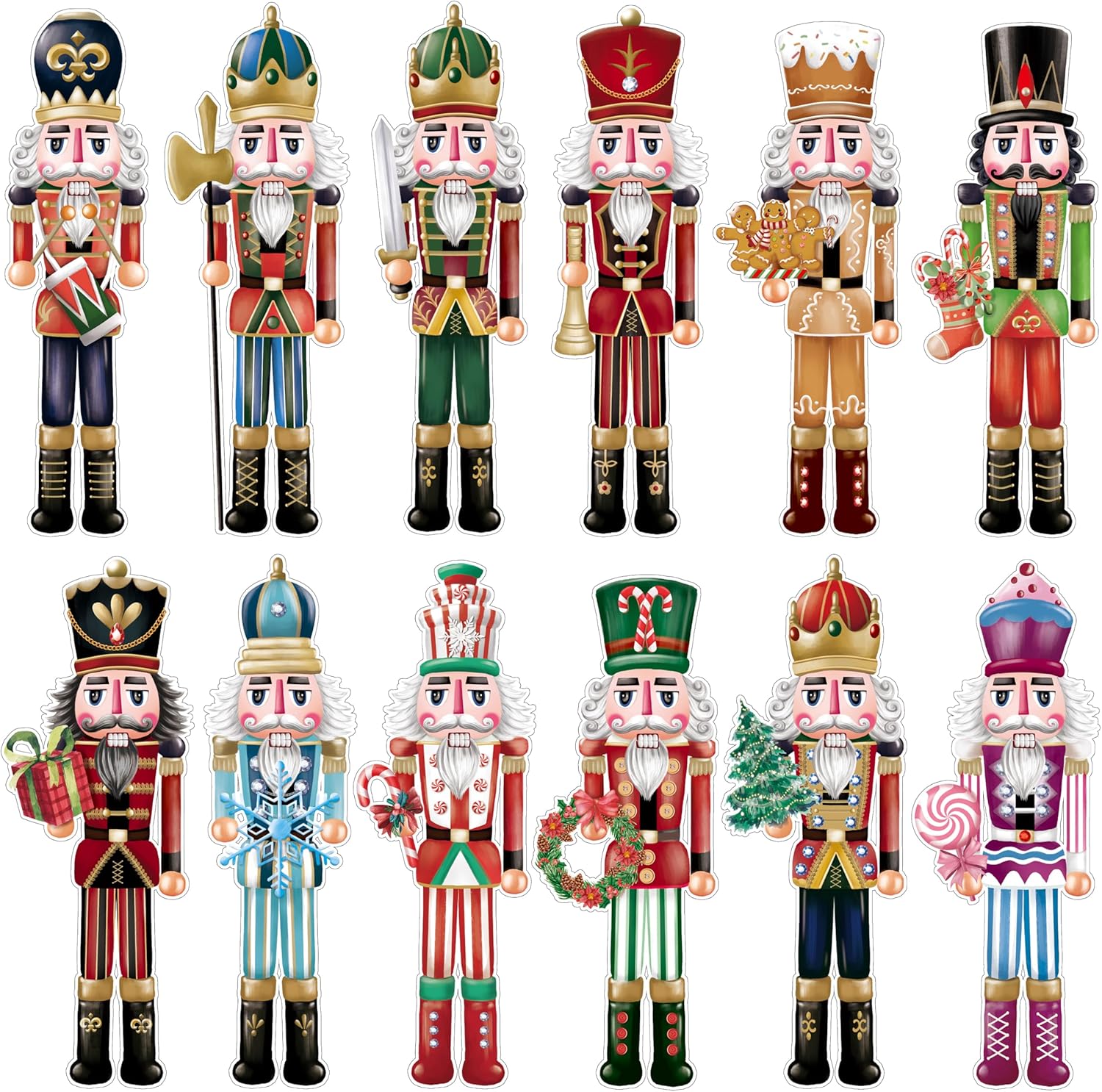 Nutcrackers - 48 Pcs Christmas Nutcracker Cutouts Christmas Bulletin Board Decorations Classroom Winter Holiday Cut-Outs Decor Home School Christmas Stickers for Wall Window Blackboard