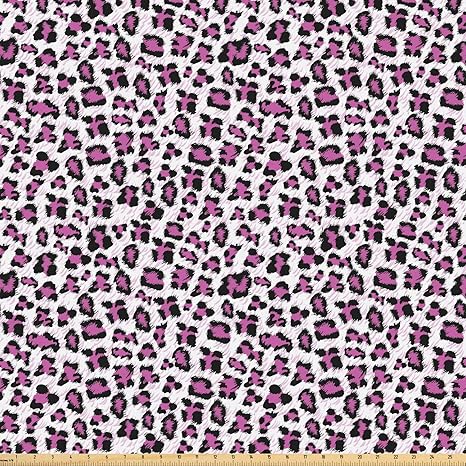 Amazon Com Ambesonne Leopard Print Fabric By The Yard Pink And