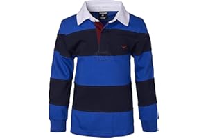Sportoli Boys Cotton Wide Striped Long Sleeve Polo Rugby Shirt