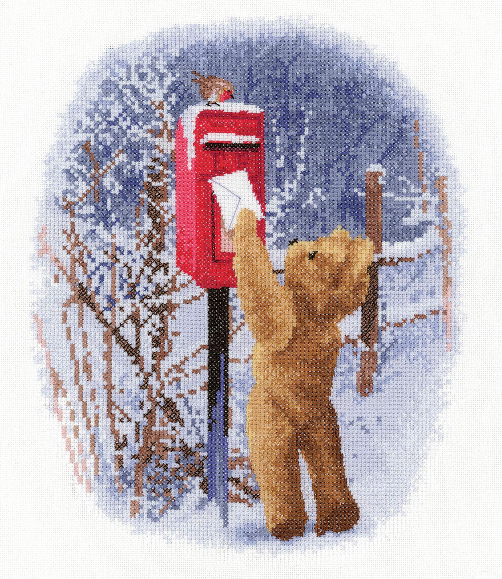 Heritage TCP1589-A Cross Stitch Kit Aida Christmas Post (William), 19.5 x 25 cm