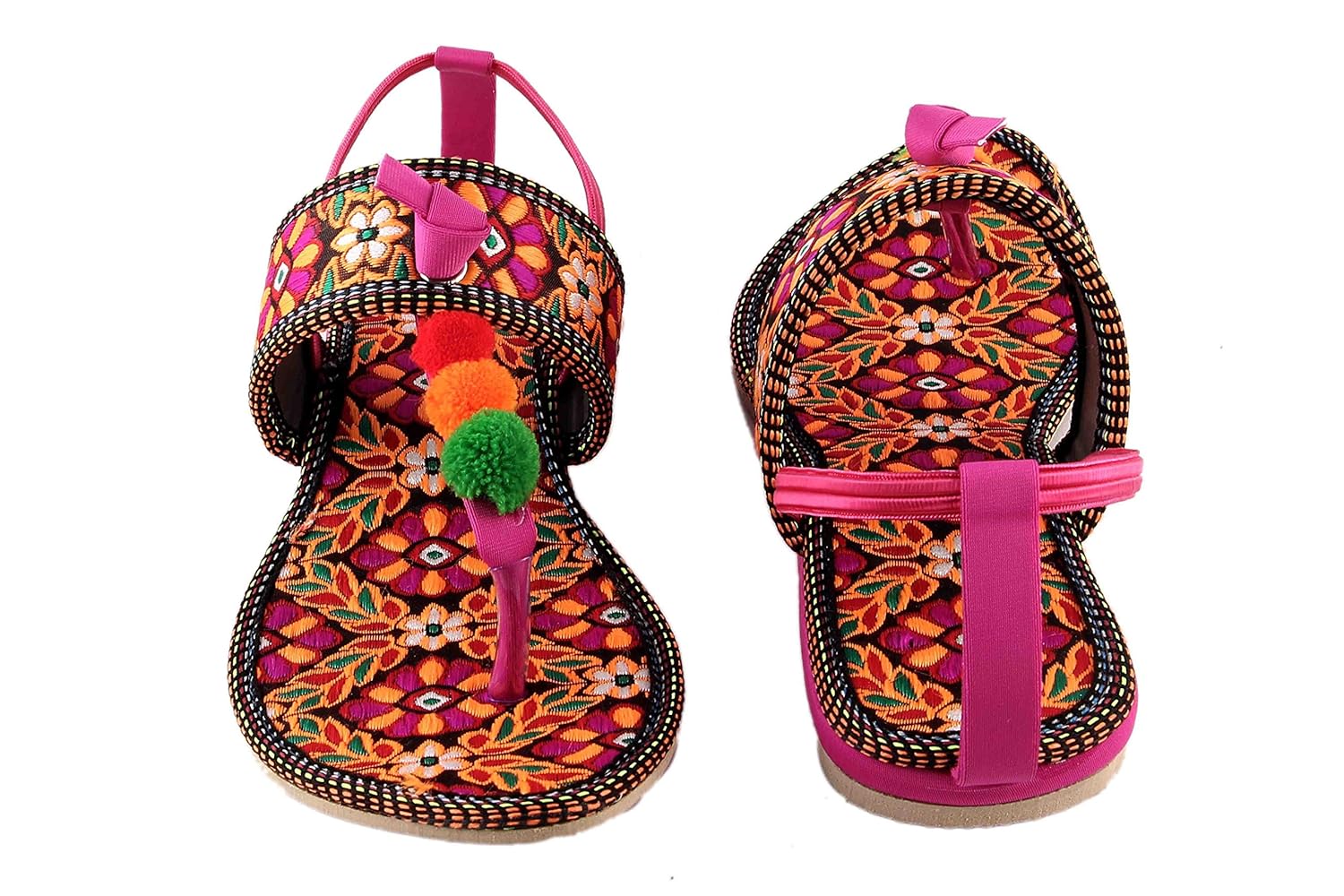 shree synthetic leather women's rajasthani jaipuri work kolhapuri chappals