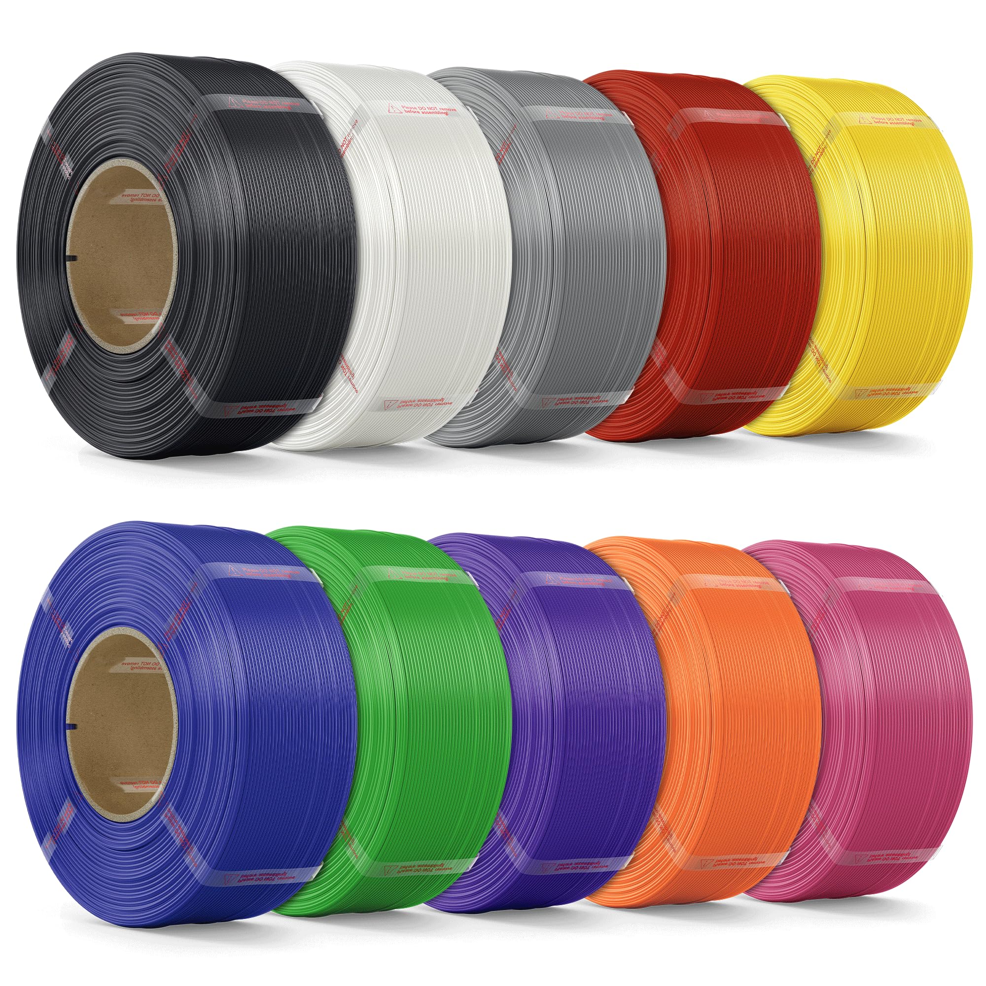 Photo 1 of **FACTORY SEALED** MarsWork PLA Filament 1.75mm PLA 3D Printer Filament(Refill),10kg Refill for Reusable Spools(22lbs), Black+White+Ash Grey+Red+Yellow+Dark Blue+Green+Purple+Orange+Pink