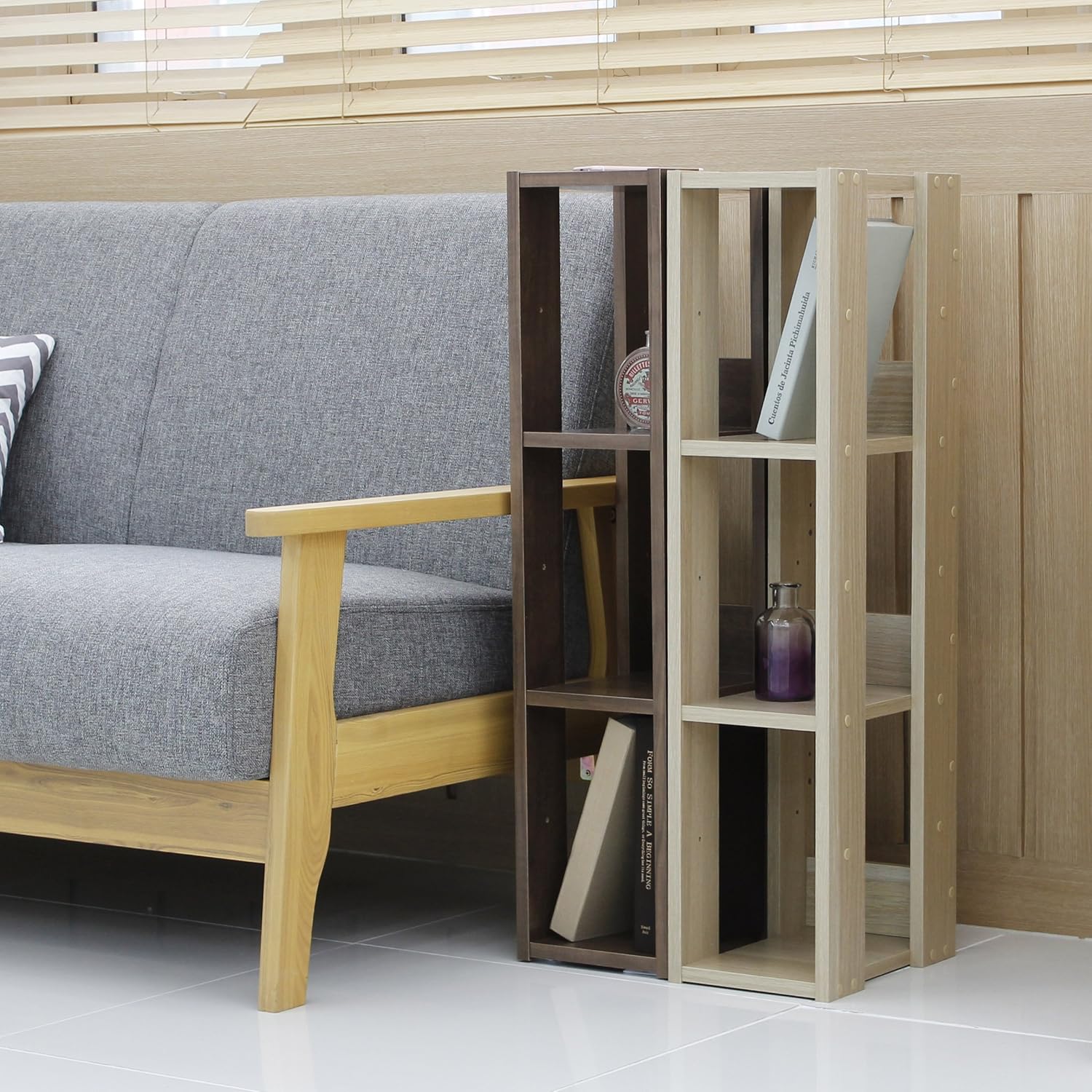 IRIS USA OWR-200N 3-Shelf Slim Open Wood Shelving Unit, Natural: Furniture & Decor