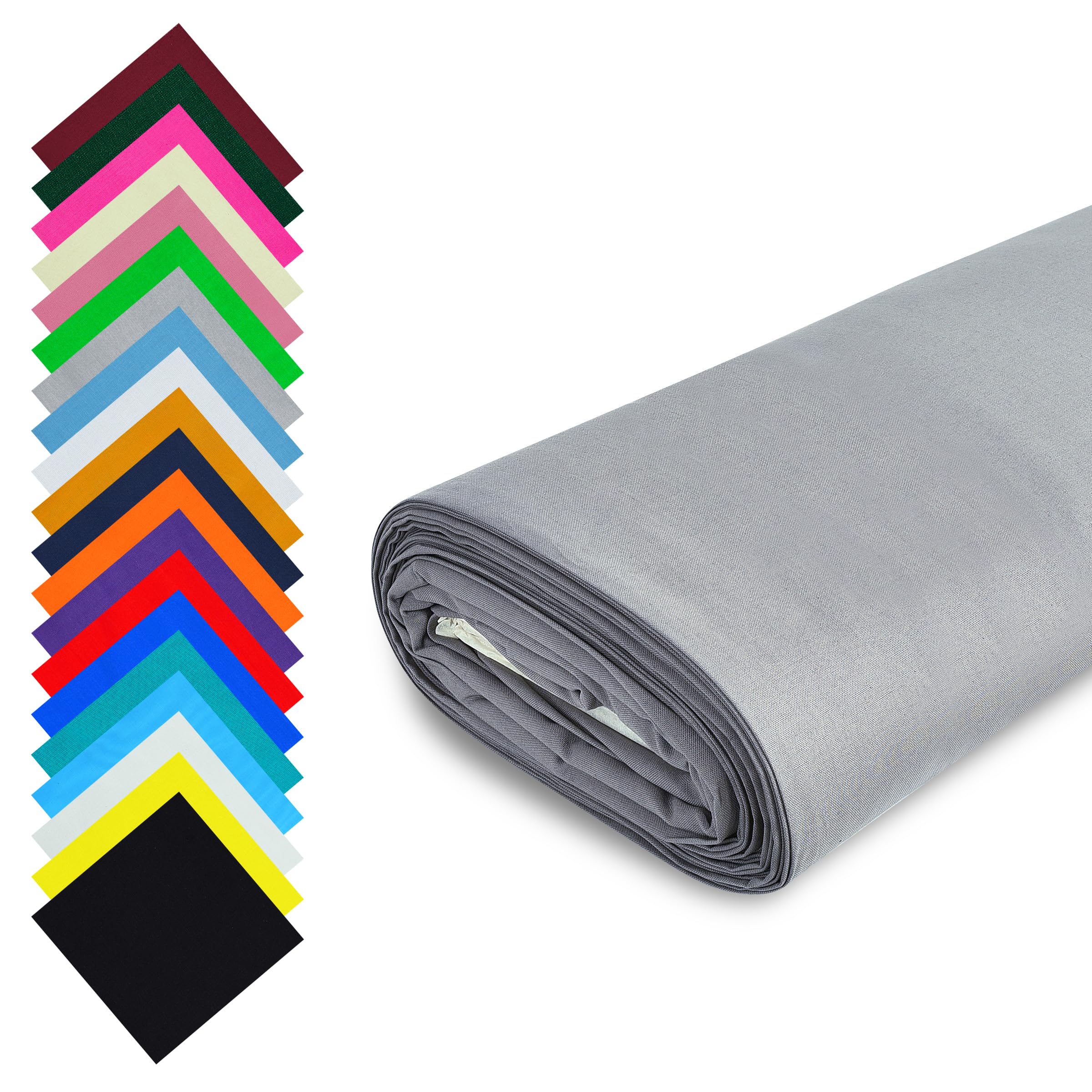 Fashion Track Grey Fabric Cotton by The Metre UK - 58 Inches / 147.5 cm Wide - 100% Cotton Fabric Plain - 60 Square - Available in 20 Colours and 5 Sizes (1 Metre, Grey)