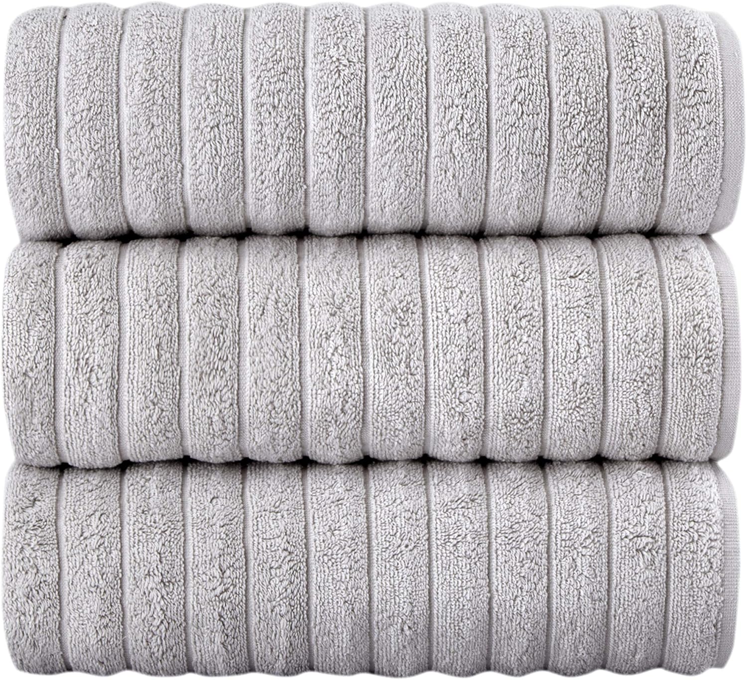 Classic Turkish Towels Luxury Bath Towel Set - Soft and Thick Oversized Ribbed Bathroom Towels Made with 100% Turkish Cotton (Platinum, 40x65 Bath Sheets): Home & Kitchen
