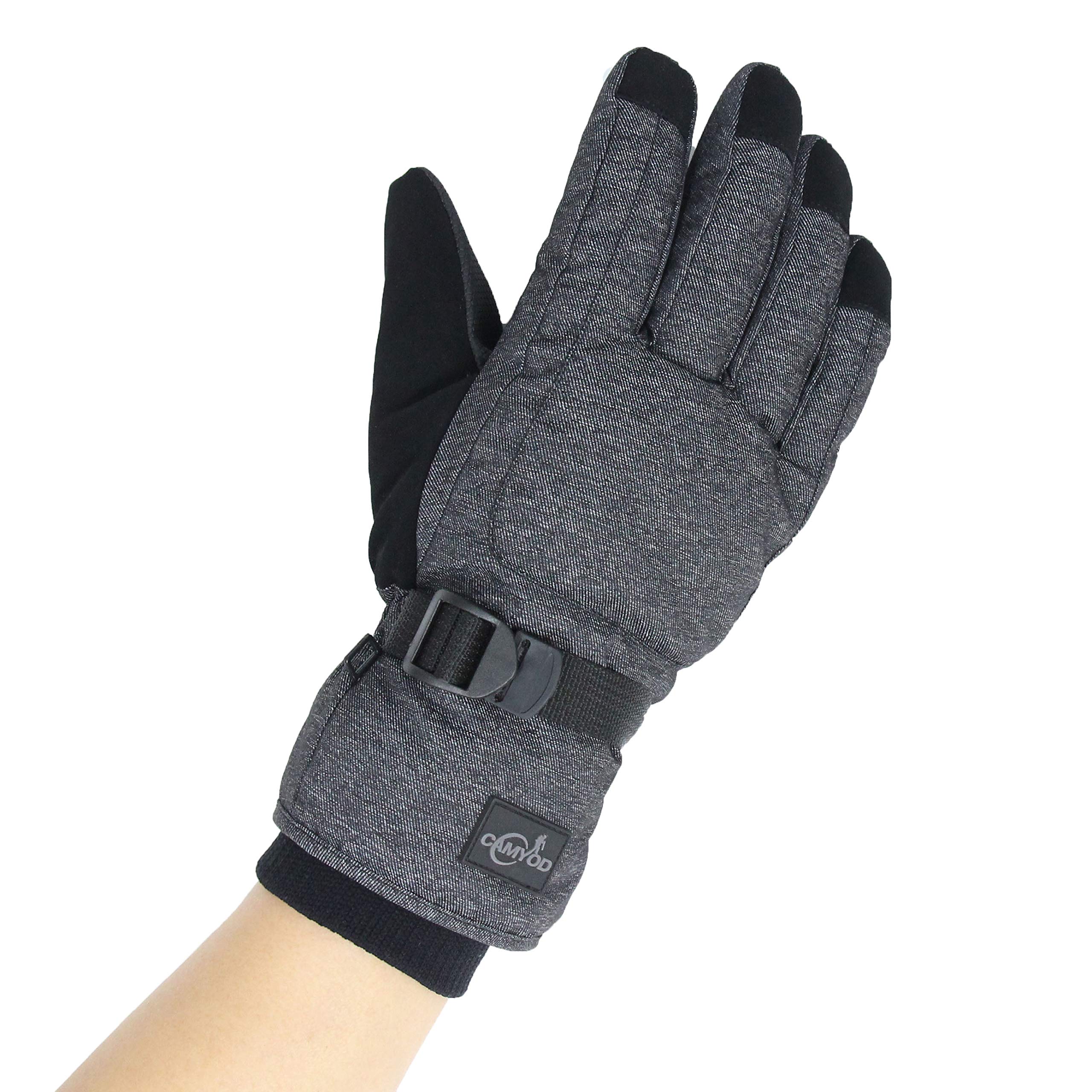 CAMYOD Waterproof Ski Snowboard Gloves with 3M Thinsulate,Zipper Pocket