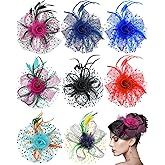 Patelai 8 Pieces Fascinators Hats for Tea Party Women Girls Flower Feathers Mesh Hat for Cocktail Party Church Wedding