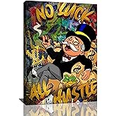 Banksy Street Graffiti Canvas Wall Art Monopoly Man Fashion Unique Modern Artist Aesthetics Pictures Wall Decor Abstract Painting Framed Poster Print for Home Living room Bedroom Bathroom Office