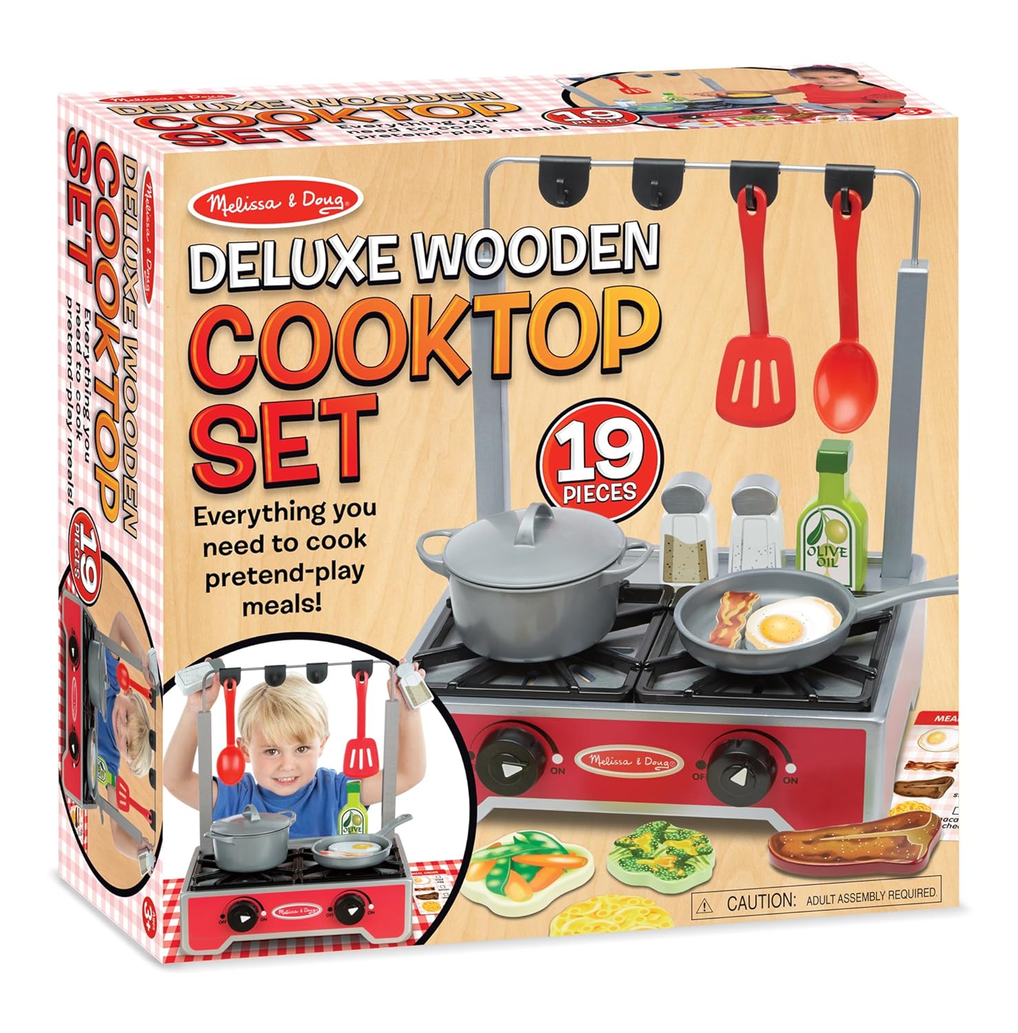 Melissa & Doug Premium Wooden Kitchen Cooktop Playset W Pretend Food