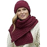 Aran Crafts Irish Soft Cable Knitted Trellis Pattern Scarf (100% Merino Wool)