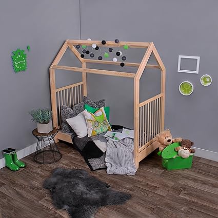 KAGU Kinderbett Spielbett Bett. Innovatives Hausbett für jedes Kinderzimmer. Abenteuerbett zum Spielen und zur Erholung. Natu