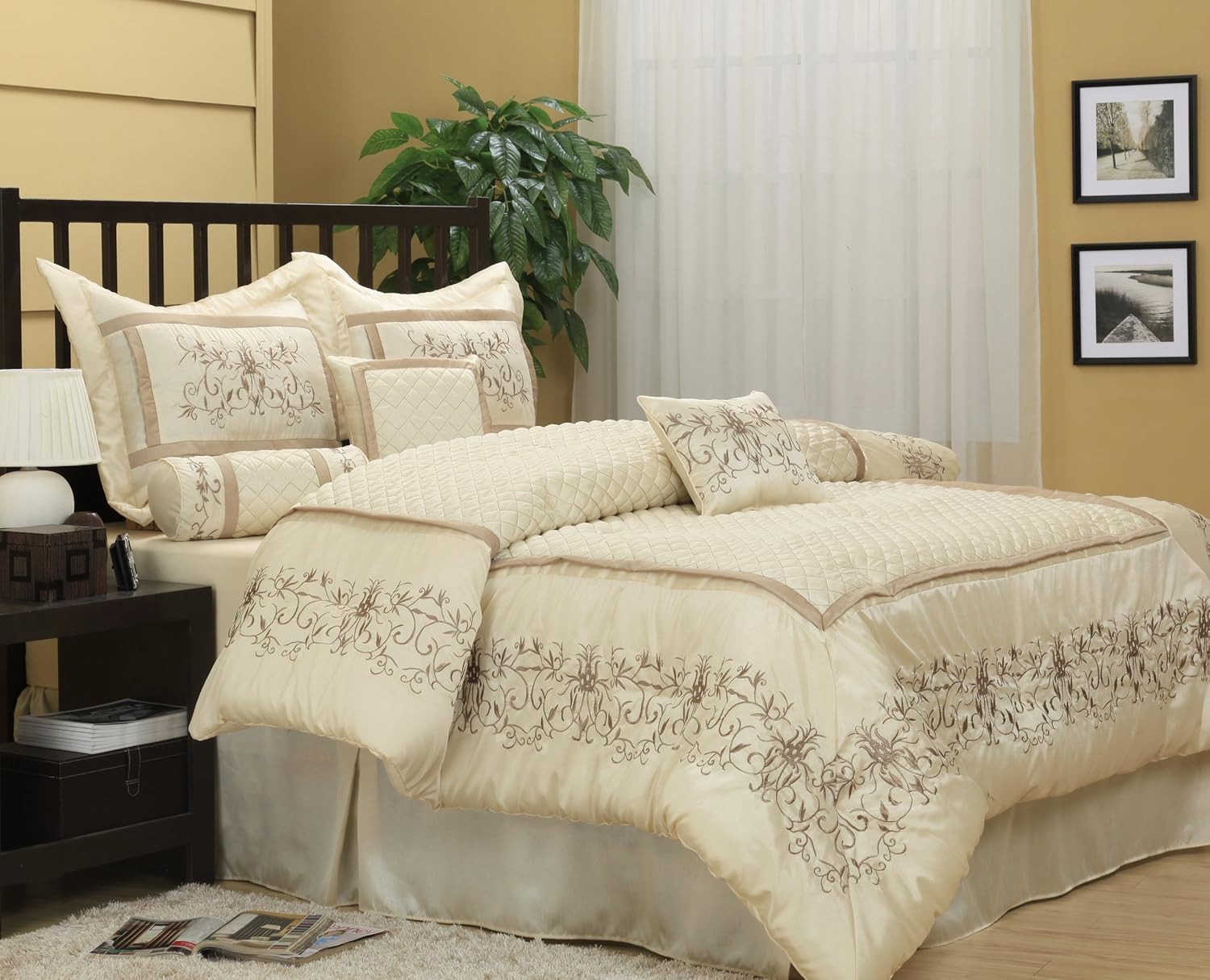Nanshing Vivian Queen 7Piece Jacquard Comforter Set, Ivory 879421006577