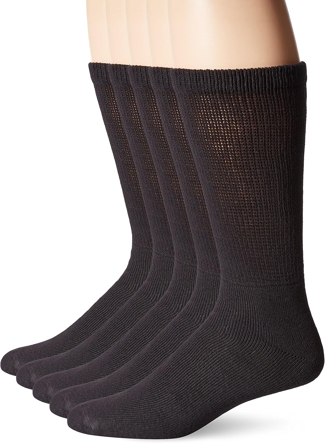 Happy Foot Men's 5 Pair Happy Foot Health Sock, Black, One Size