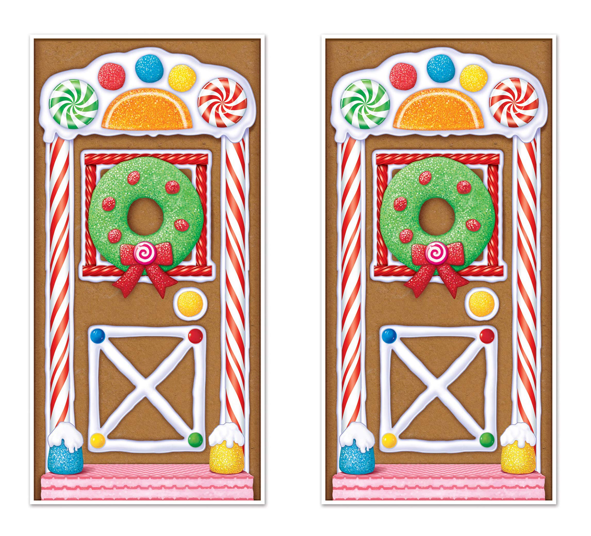 Beistle Gingerbread House Door Covers 2 Piece Christmas Party Supplies, Winter Décor, 30