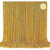 YAXINRUI 144 PCS Gold Mardi Gras Beads, Gold Bead Necklaces, Christmas Bead Necklaces, 33 Inch Round Beaded Necklace for Mardi Gras Party Christmas New Year Eve Festive Events, Party Favors