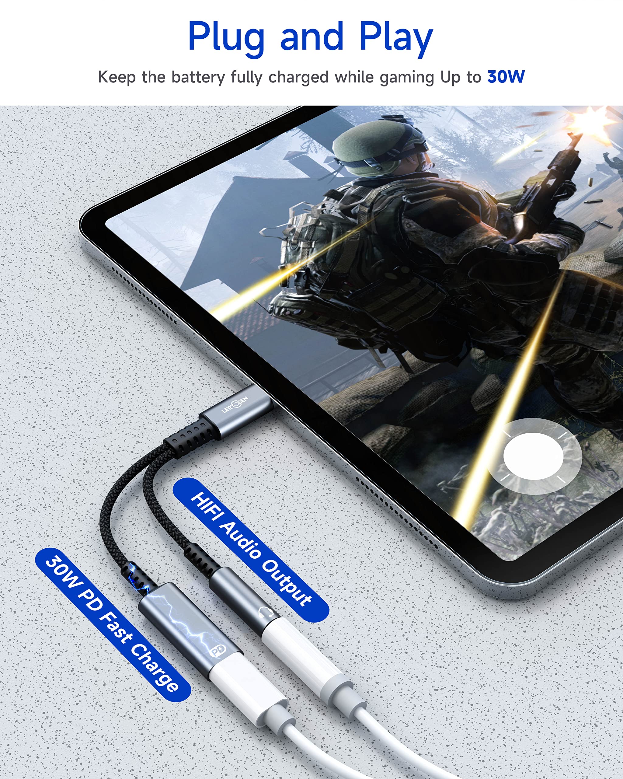 USB C to 3.5mm Headphone and Charger Adapter, 2 in 1 USB C to Aux Audio Jack with PD Fast Charging Dongle Cable Cord for Phone 16 15 Pro Max Samsung Galaxy S25 S24 S23 Pixel Ultra,iPad Pro