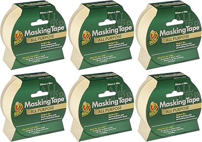 Duck Tape 260196.6 All Purpose Masking Tape 50mm x 50m Pack of 6 Beige
